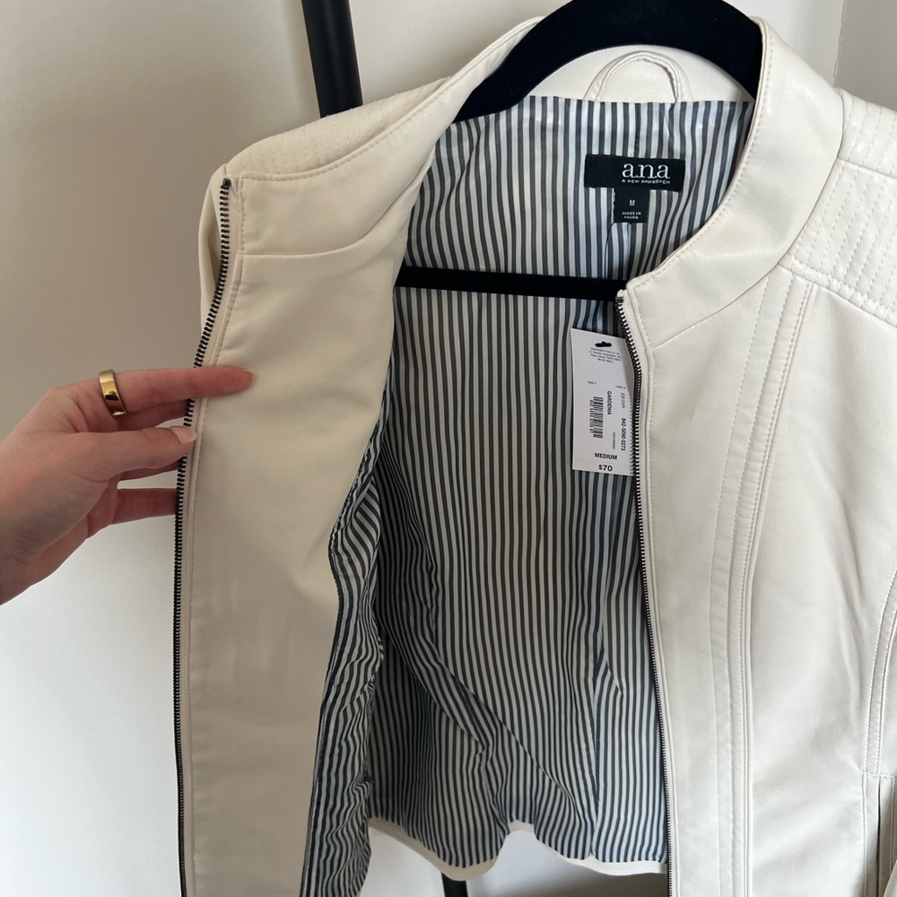 a.n.a Cream Faux Leather Moto Jacket - Picture 4 of 6